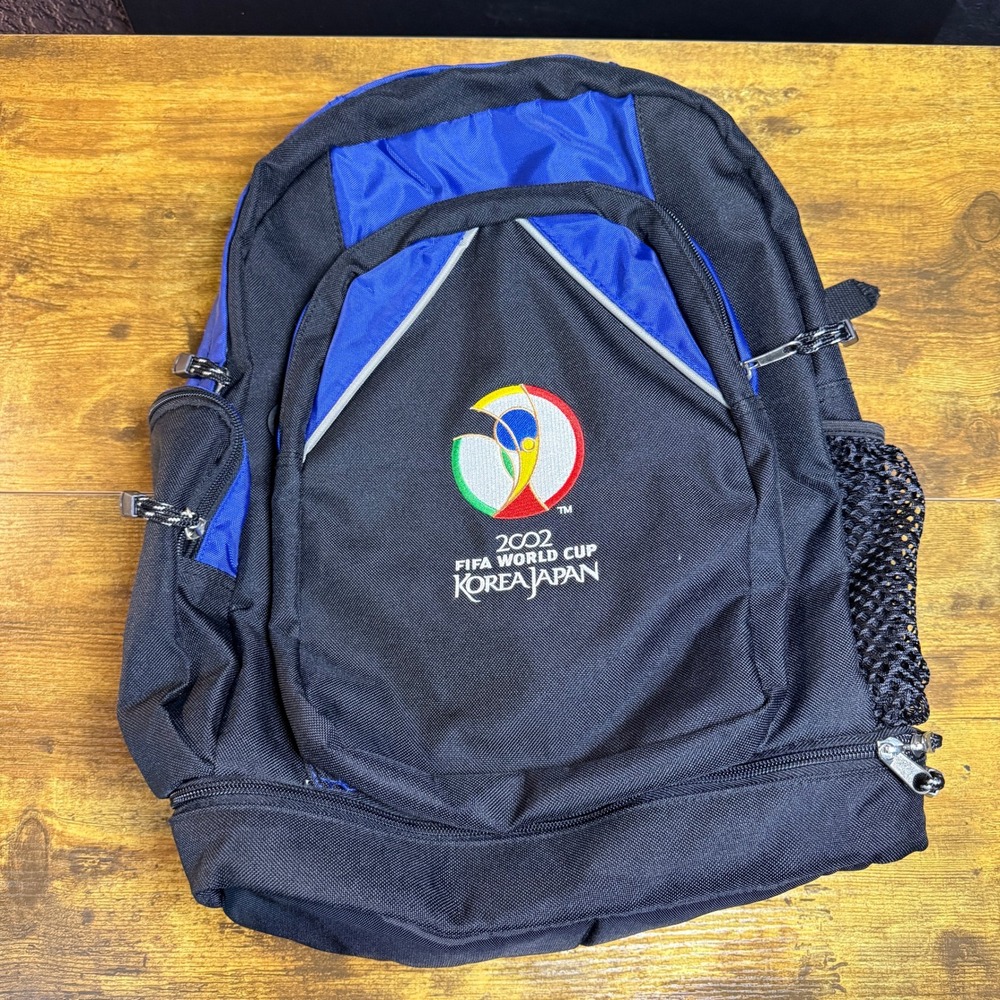 FIFA 2002 World Cup Korea Japan Blue Black Nylon Backpack Large OS